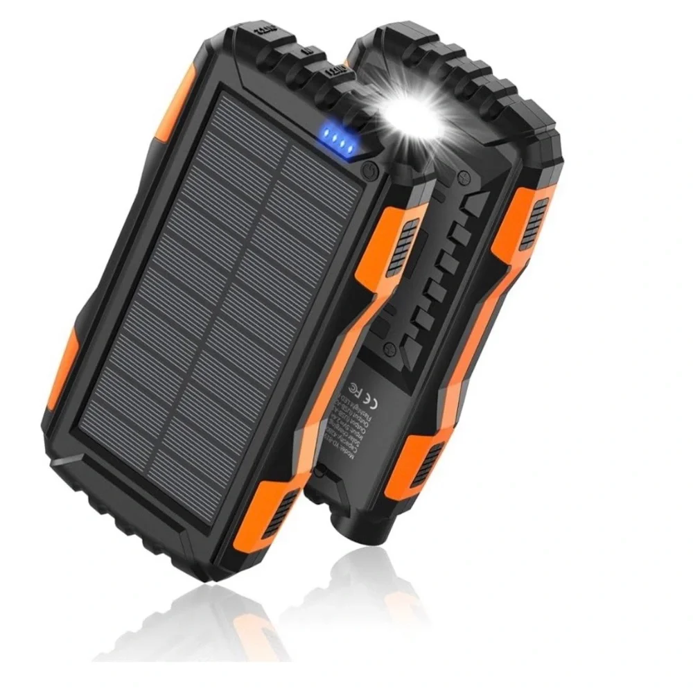 NWT Portable Solar Power Bank - Black and Orange